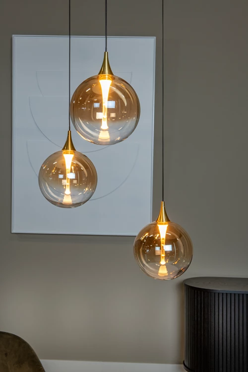 Lucide GISELA - Suspension - Ø 36 cm - LED Dim. - 3x4,3W 2700K - Ambre | Premium - ambiance 3